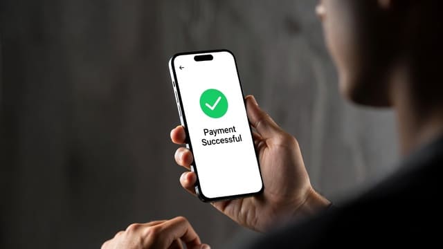 Digital product seller receiving instant USDC payment on smartphone