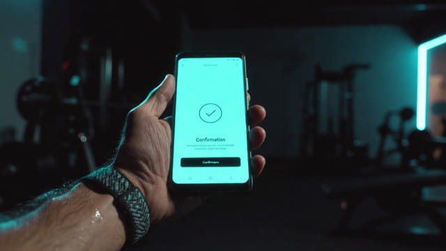 Fitness coach receiving instant crypto payment for online program with no chargeback risk