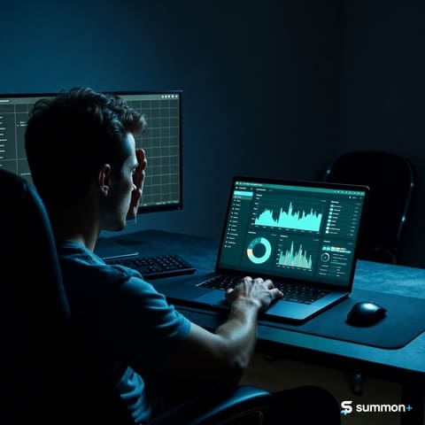 Person earning passive income selling digital products on Summon+ with instant USDC payouts